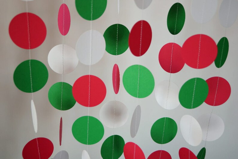 Red, White and Green Paper Garland, Italy / Mexico Decor, Pizza Party, Christmas Garland, Birthday Decorations image 3