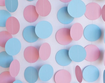 Pink & Blue Baby Shower Garland, Pastel Baby Shower Decor, Gender Reveal Decoration, Photo Backdrop, 10 ft. long strand