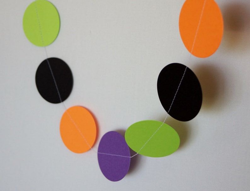 Halloween Garland, Orange, Black, Purple and Green Chartreuse Paper Garland, Halloween Party Decoration, 10 ft. long image 5