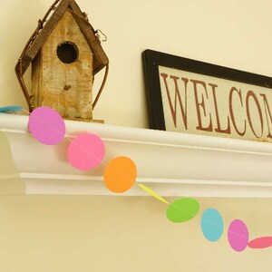 Bright Rainbow Paper Garland, Birthday Party Decoration, Colorful Neon Garland, Easter Decoration, 10 ft. long image 2