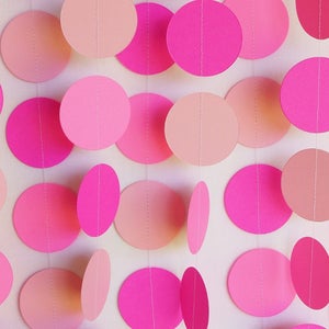 PINK Birthday Party Decorations, Pink Paper Garland, Girl's Birthday Party, Pink Circle Garland, Pink Baby Shower