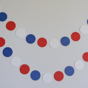 Red, White and Blue Garland, Patriotic Decoration, Paper Circle Garland, 4th of July Decor, 10 ft. long image 3