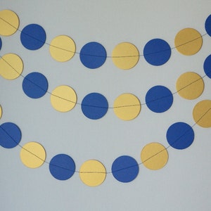 Royal Blue and Gold Graduation Decoration, Blue Gold Graduation Party, Blue Gold Party Decor, Birthday Circle Garland, 10 ft. long image 2