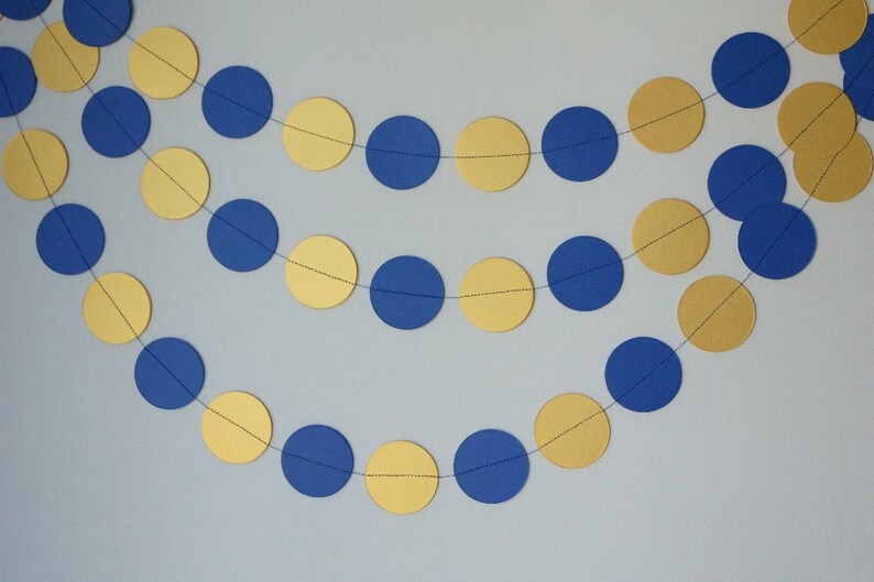 Royal Blue and Gold Graduation Decoration, Blue Gold Graduation Party, Blue Gold Party Decor, Birthday Circle Garland, 10 ft. long image 2