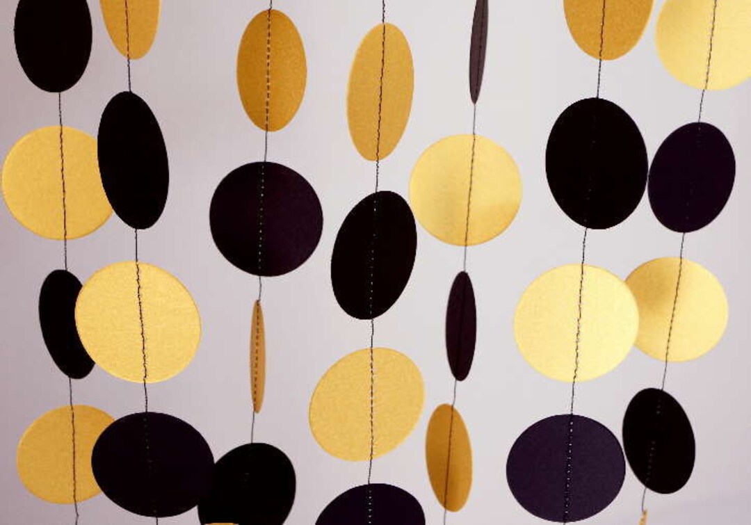 Black and Gold Garland, Metallic Gold Anniversary Decor, 50th