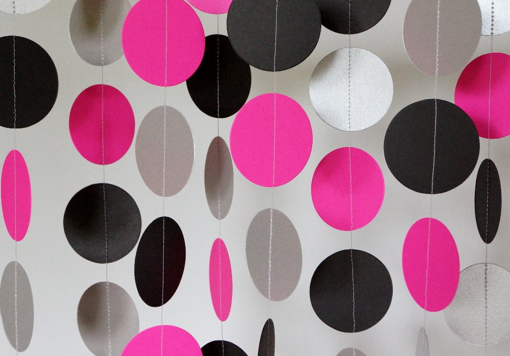 Hot Pink Black Silver Party Decoration Hot Pink Paper Etsy