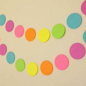 Bright Rainbow Paper Garland, Birthday Party Decoration, Colorful Neon Garland, Easter Decoration, 10 ft. long imagem 3