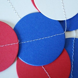 Red, White and Blue Garland, Patriotic Decoration, Paper Circle Garland, 4th of July Decor, 10 ft. long image 4