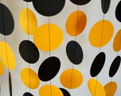 Black and Gold School Colors Garland, Graduation Decor, Birthday Party Paper Garland, Black & Golden Yellow