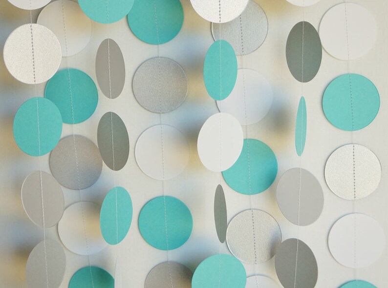 Teal Silver White Wedding Decor Birthday Party Teal Baby Etsy