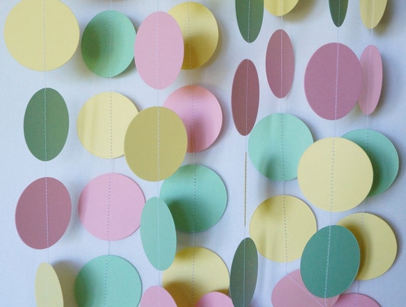 Baby Shower Decorations Pink Mint Yellow Garland Pastel Etsy