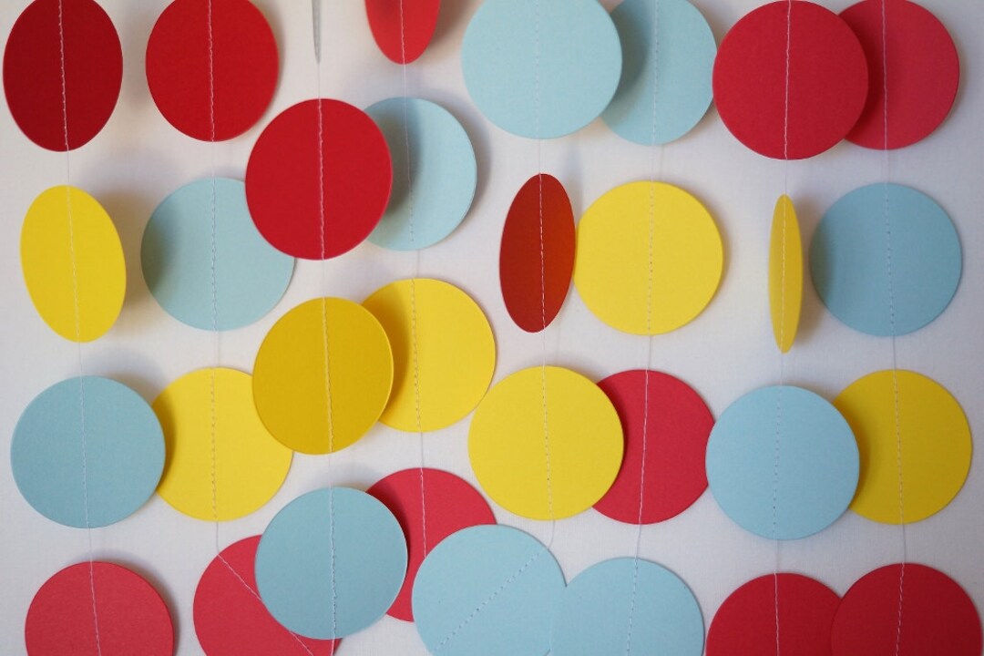 Circus Party Decoration Red / Blue / Yellow Paper Garland Etsy
