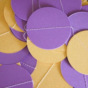 Purple and Gold shimmer Garland, Graduation Decoration, Purple Bridal Shower, Birthday Party Decor, Paper Circle Garland, 10 ft. image 5