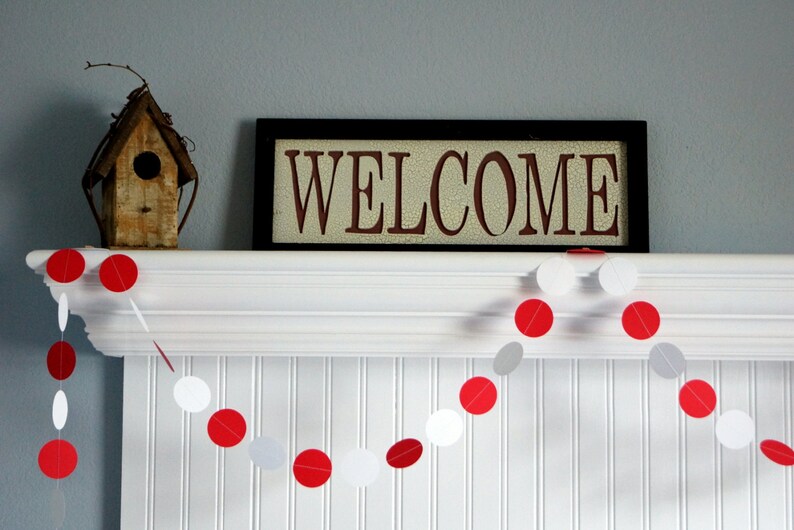 Red and White Paper Garland, Valentine's Party, Graduation Decorations, Birthday Party image 2