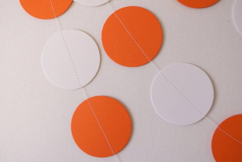 Orange Polka Dot Party Orange Baby Shower Decor Orange White Graduation Decorations Orange /& White Paper Garland Birthday Decorations