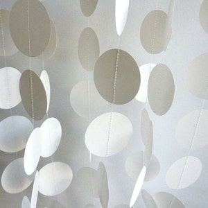 Wedding Garland, White Paper Circle Garland, Paper Garland, Baby Shower Decor, ALL WHITE, 10 ft. long