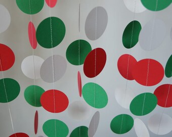 Red, White and Green Paper Garland, Italy / Mexico Decor, Pizza Party, Christmas Garland, Birthday Decorations