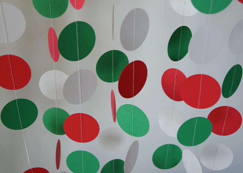 Red, White and Green Paper Garland, Italy / Mexico Decor, Pizza Party, Christmas Garland, Birthday Decorations image 1