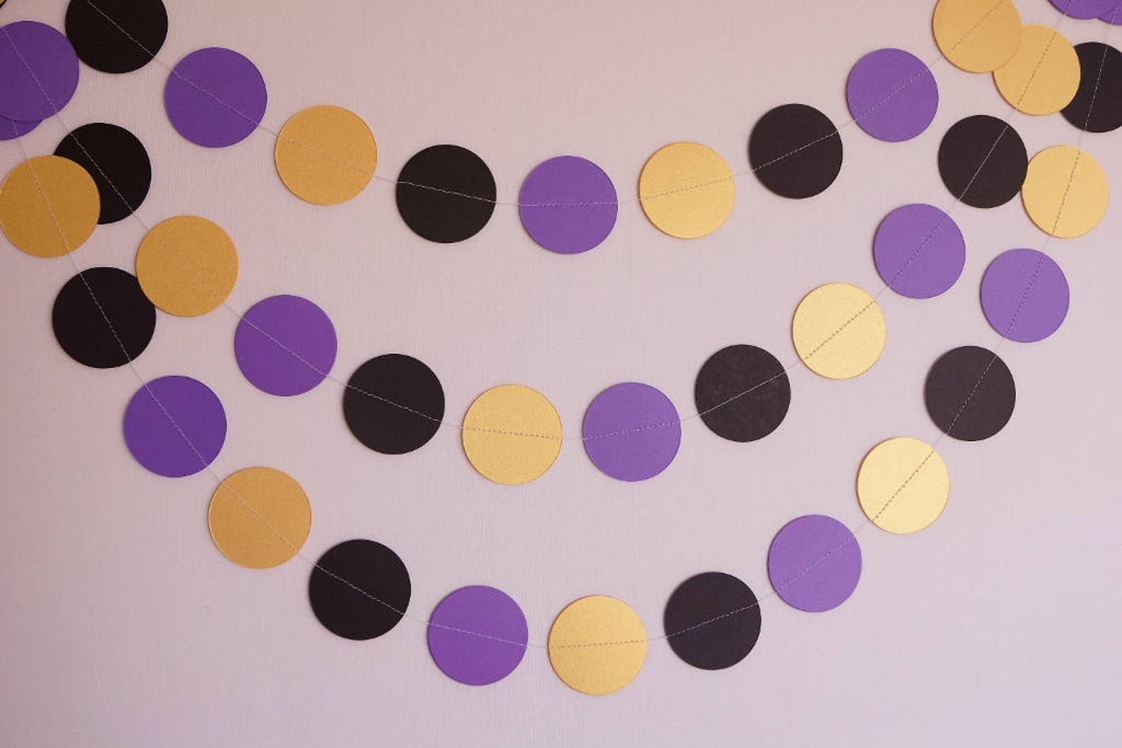 Purple Gold & Black Paper Garland Wedding Decor Graduation Etsy