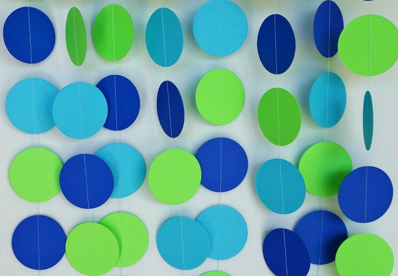 Lime Green Blue Paper Garland Boy S Birthday Etsy