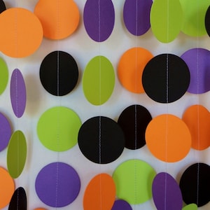 Halloween Garland, Orange, Black, Purple and Green Chartreuse Paper Garland, Halloween Party Decoration, 10 ft. long image 1