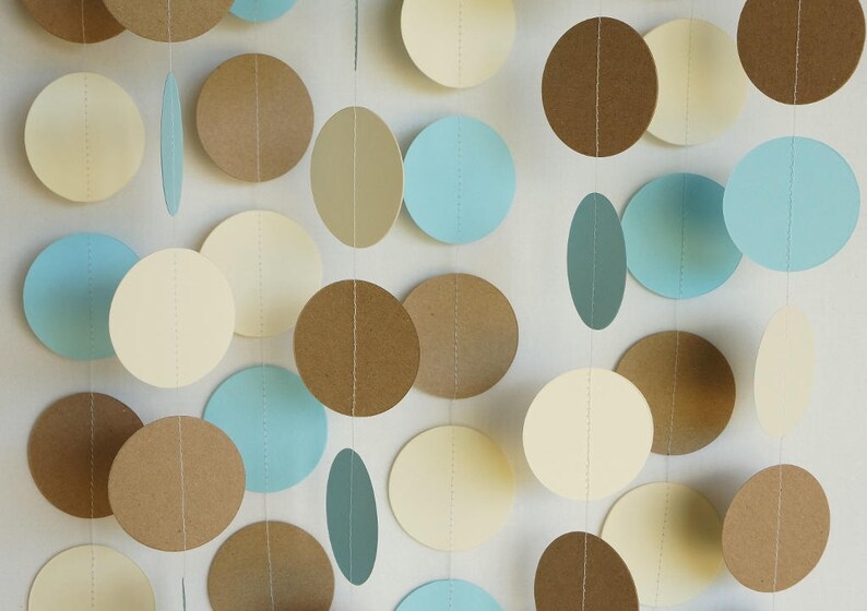 Blue Cream Kraft Brown Paper Garland Boys Baby Shower Etsy