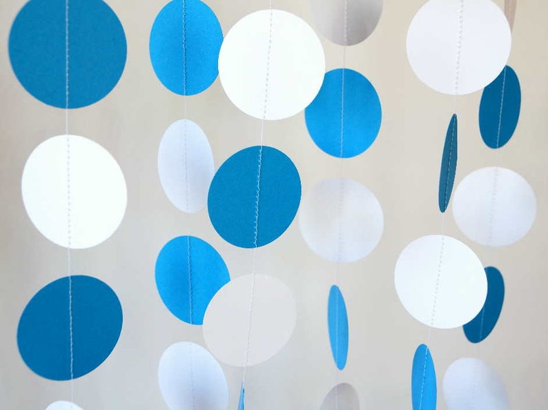 Blue And White Garland Birthday Decorations Fathers Day Etsy