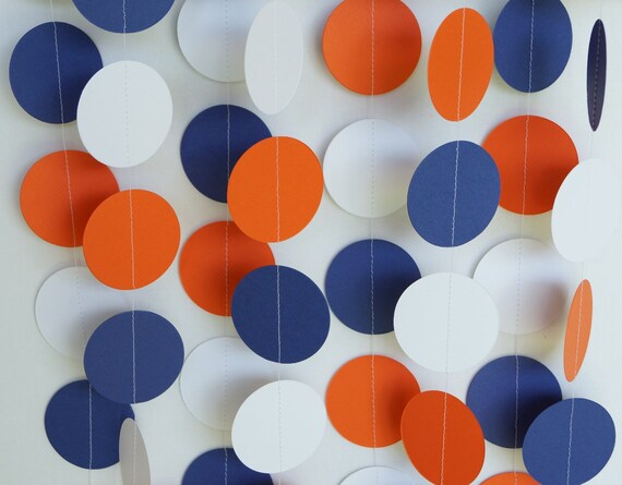 Orange Guirlande De Fete Bleu Marine Et Blanc Anniversaire Etsy France