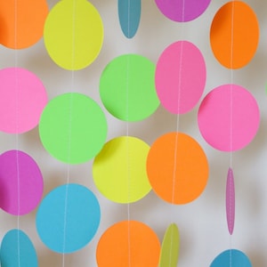 Bright Rainbow Paper Garland, Birthday Party Decoration, Colorful Neon Garland, Easter Decoration, 10 ft. long imagem 1