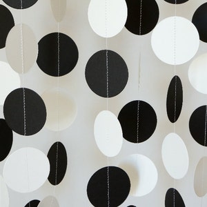Black and White Paper Garland, Birthday Party, Anniversary Party, Graduation Decorations, Retirement Party, Bridal Shower, Wedding