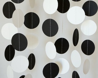 Black and White Paper Garland, Birthday Party, Anniversary Party, Graduation Decorations, Retirement Party, Bridal Shower, Wedding