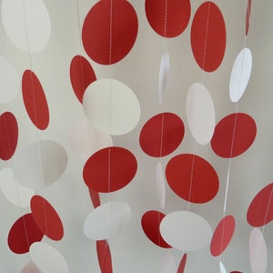 Red and White Paper Garland, Valentine's Party, Graduation Decorations, Birthday Party image 1