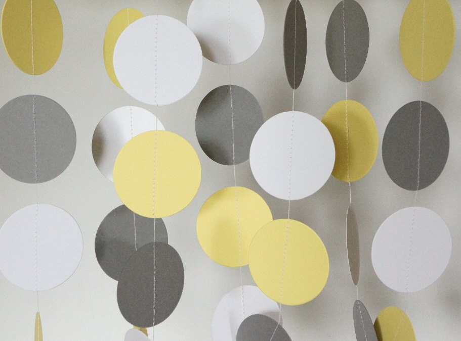 Yellow, Gray & White Garland, Yellow, Gray Wedding Decoration, Birthd…