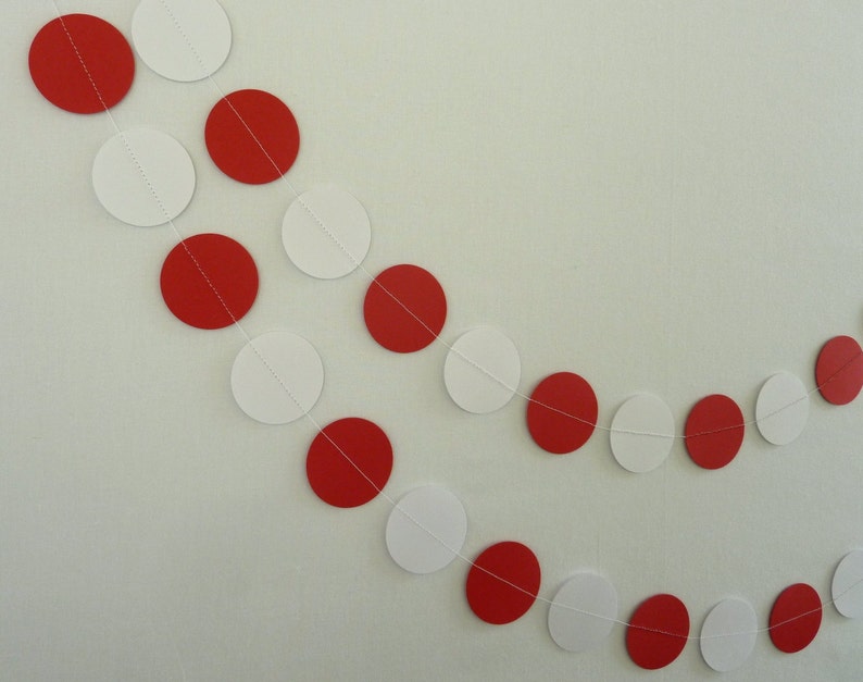 Red and White Paper Garland, Valentine's Party, Graduation Decorations, Birthday Party image 3