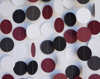 Burgundy /Black/ White Graduation Decor, Burgundy Grad Party Decorations, Birthday Party Decor, Burgundy / White School Colors, 10 ft. long