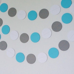 Blue, Gray and White Paper Garland, Blue Baby Shower Decor, Wedding Decor, Birthday Party Decorations, 10 feet long image 3