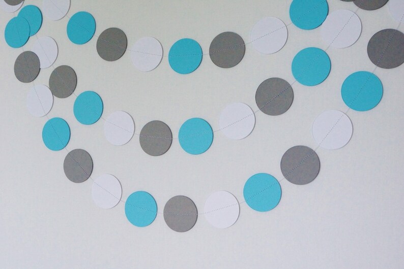 Blue, Gray and White Paper Garland, Blue Baby Shower Decor, Wedding Decor, Birthday Party Decorations, 10 feet long image 3