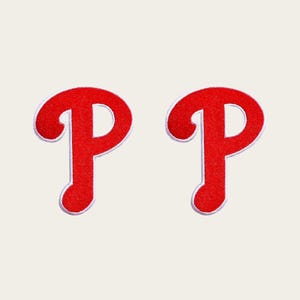 Philadelphia Red P Letter Patch, 2-Pack, Embroidered Iron-On Applique, 3.5 x 2.5 in