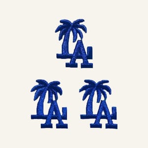 Los Angeles Blue Palm Letter Patch, 3-Pack, Embroidered Iron-On Applique, 2.25 x 1.5 in
