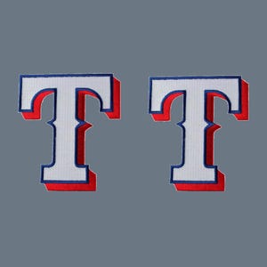 Texas White T Letter Patch, 2-Pack, Embroidered Iron-On Applique, 3.5 x 3 in