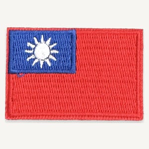 Taiwan (ROC) Flag Embroidered Iron-On Patch, 1.75 x 1.25 in