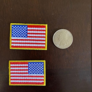 Small American Flag Patch Set, 2 Iron-On Appliques, 1.75 x 1.25 in