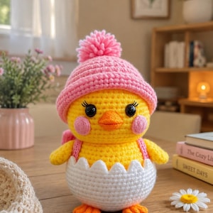 Sunshine Hatchling Chick Crochet Pattern, Amigurumi Baby Chick in Eggshell (PDF Download)