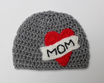 Mom Heart Beanie / Hat,  Mother's Day
