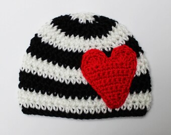 Stripes & Heart Beanie / Hat