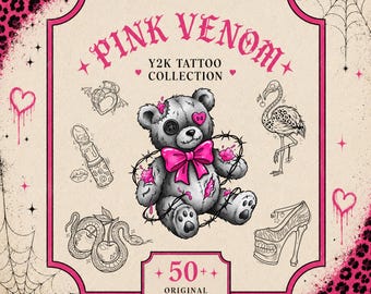 Y2K Tattoo Stamps, Procreate Stamp Set  ,Gothic Tattoo Designs
