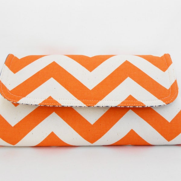 Orange and White ZigZag Clutch