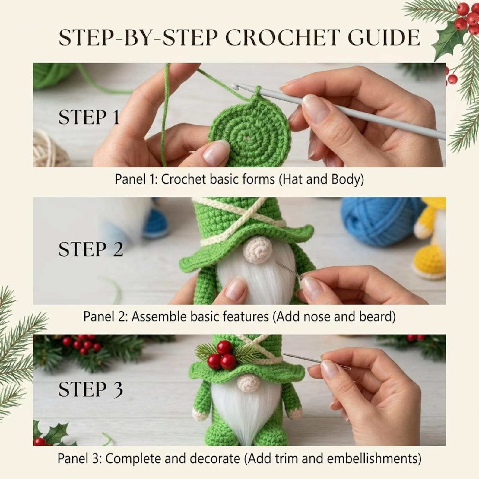 Christmas Gnome Crochet Beginner Friendly PDF Pattern | Decorations