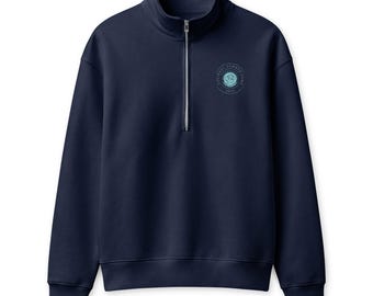 Sudadera unisex con media cremallera oficial del campamento culinario.