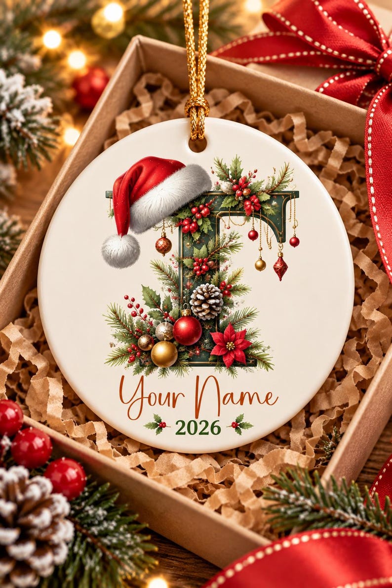 Ornement de Noël personnalisé 2026, Ornement avec initiales et nom ...